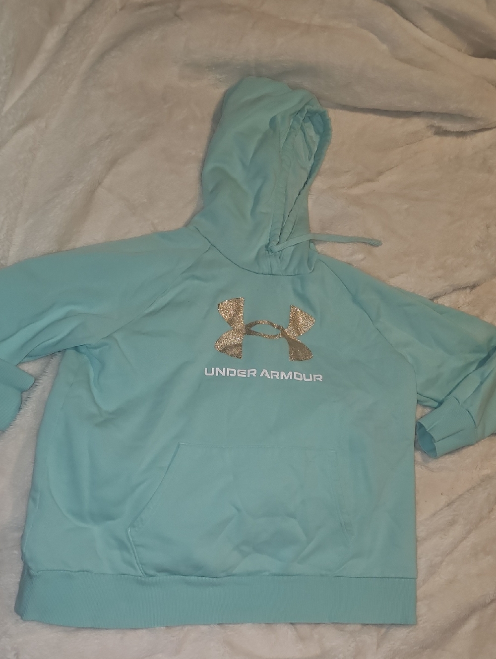 Under Armour Aqua Hoodie with Gold Logo